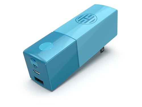 Halo RapidPack 5000AC Wall Charger Power Bank | Portable Charger, Built in AC Plug, USB & USB-C Fast Charging for Multiple Devices, Compact Design, TSA Air Travel Approved — Aqua