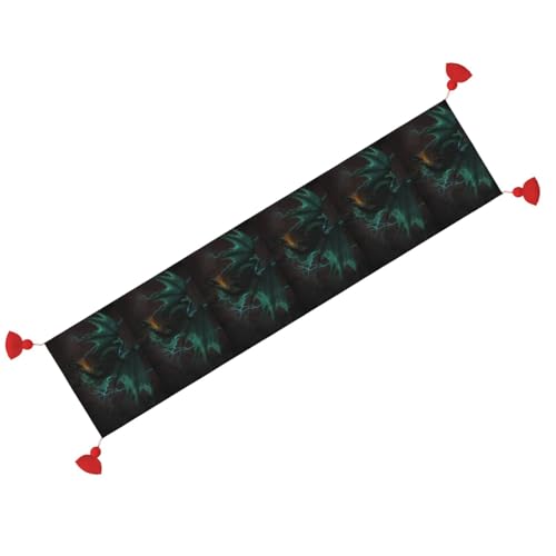 Chemin de table de Noël avec pompon dragons bleus pour repas magique - 3