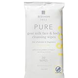 Beekman 1802 Face & Body Wipes - Fragrance Free, 30 Count, Cleanses Dirt & Makeup, With Goat Milk, Aloe & Vitamin E
