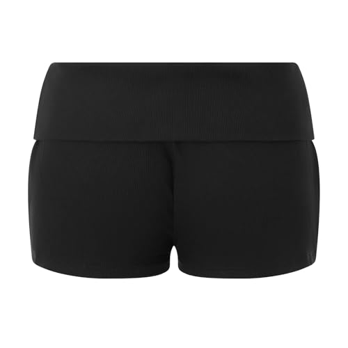 Image of Women Low Waist Lounge Shorts Fold Over Skinny Pajamas Shorts Summer Casual Pj Bottom Sleep Shorts