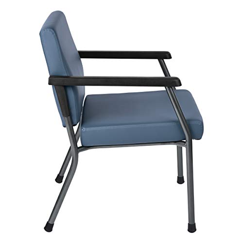 Office Star Bariatric Big and Tall Medical Office Chair with Extra Wide 26\" Seat and Sturdy Metal Frame with Back Reinforcement, Dillon Blue Faux Leather Fabric, 400 Pound Capacity - Thumbnail 3
