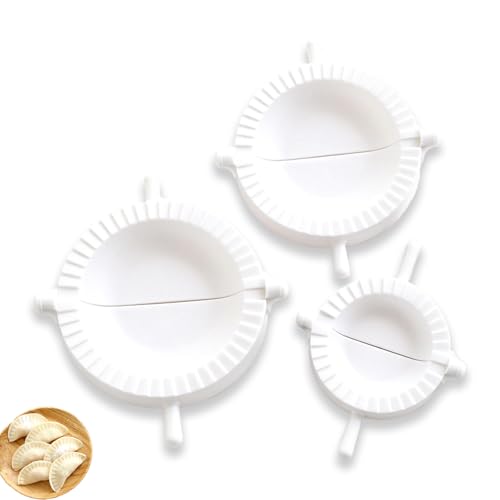 Dumpling Maker Press Set 3 Piece Dumpling Press Mould for Homemade Dumplings Ravioli Maker Mould Pastry Mould Press Tool for Gyoza Meat Pies Empanadas & Stuffed Pasta (White)