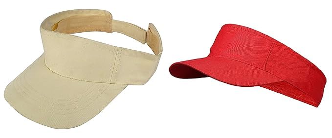 Unisex Cotton Visors Tennis Cap Pack of 2 Beige & Red-image-42