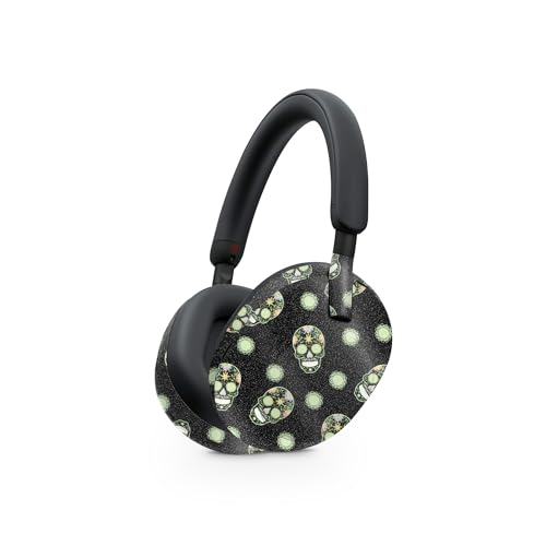 Image of MightySkins Glossy Glitter Skin Compatible with Sony WH-1000XM5 Headphones - Nighttime Skulls | Protective, Durable High-Gloss Glitter Finish | Easy to Apply