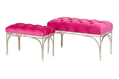 Adda Home Set 2 Pies De Cama, Hierro/Poliester, Rosa/Champagne, 81X41X47-60X30X42 CM