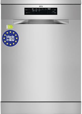 AEG Lavavajillas de Libre Instalación FFB64627ZM, 60 cm, 13 Cubiertos, Sistema AirDry, Display XL, Cesto Quicklift, Programa Auto, Función Extrahigiene, Softspikes, 44 dB(A), Inox, Fabricado en UE