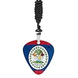 Generic Retro Belize Flag Guitar Pick Necklace, Guitar Picks Pendant with 23.6 Inch Chain for Men Women, style-33-3