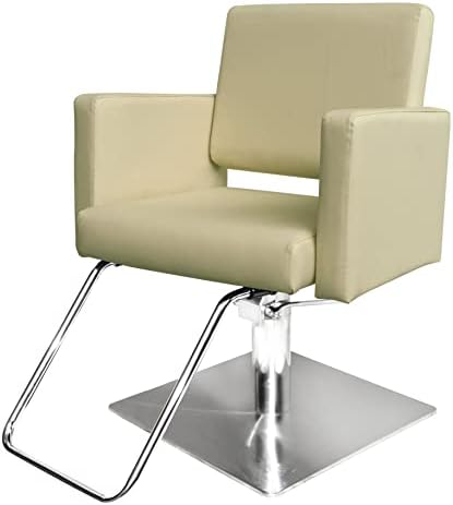 Chromium Professional Styling Chair [2045] by PureSana, Sealed Hydraulic Pump, Premium Vinyl Material, Adjustable Height and Rotates 360 Degrees, Salon Quality for Beauty Professionals (Tan)