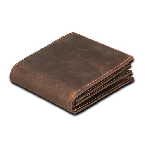 Portefeuille en cuir véritable fait main style vintage marron café pour homme
