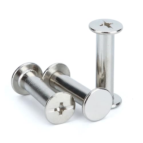3-20 piezas remaches huecos cabeza M5 latón doble hueco remaches tornillos for libros tornillos de acero chapado M5 longitud 6mm ~ 100mm(Nickel,M5x75(5pcs))