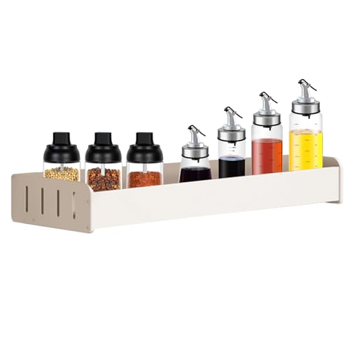 Montaje en pared al alcance de la especia - Organizador blanco para mueble de cocina, estante | Capacidad de carga fuerte fácil instalación de almacenamiento despensa, soporte de armario compacto, s