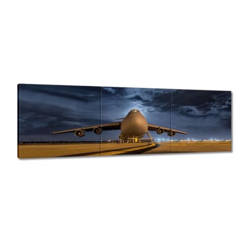 Tableau imprimé sur toile grand avion de 120 x 40 cm, décoration murale haut de gamme H8907M