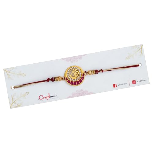 Image of eCraftIndia Blue Golden Beautiful Flower Designer Rakhi for Brother | Raksha Bandhan Rakhi for Bhai Bhaiya