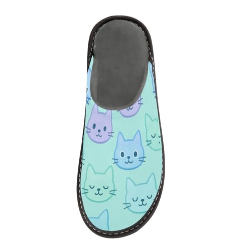 JUNZAN Cute Cats Faces Memory Foam Slippers for Women Men House Slippers for Bedroom Indoor2