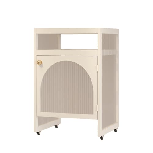 HARELA Mobile Robot Vacuum Storage Cabinet Side Table, Metal Smart