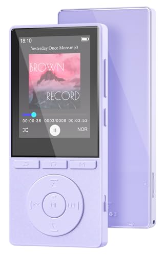 64GB MP3 Player with Bluetooth 5.3, Music Player with HiFi Sound for Sports Runners, 2.4' Screen MP3 Player Built in HD Speaker Voice Recorder E-Book, Expanded Up to 128GB, Earphone Included, Purple