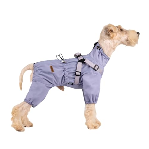 BT Bear Dog Harness Raincoat,Adjustable 4 Legs Dog Jacket with Harness Reflective Jumpsuit Waterproof Coat for Medium Large Dogs,Purple 3XL - Image 2