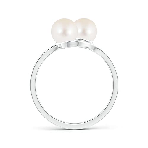 Angara Freshwater Pearl Ring for Women | Round Freshwater Cultured Pearl Diamond Two Stone Ring in 14K Solid Gold/Platinum | June Birthday, Anniversary, Gemstone Jewellery Gift2