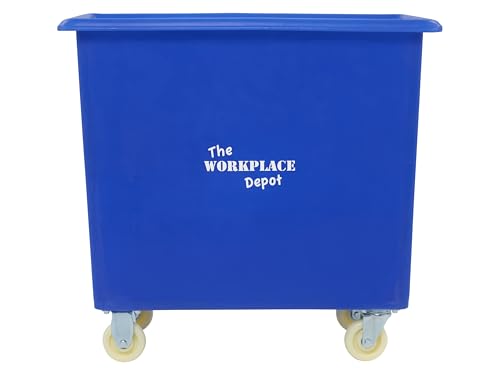 The WORKPLACE Depot Heavy Duty Bottle Bin, Durable Plastic Recycling Bin, Glass Bottle Skip on Wheels for Bars, Retail & Factories (Blue, 200 Litre)
