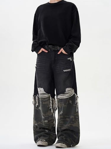 GUOYUXIAO Men's Jeans American-Style Streetwear Denim Pants Loose Casual Trouser for Men3