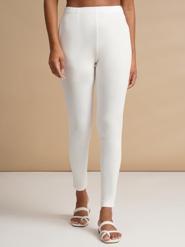 Image of ONE SKY Women Full Length Leggings | Cotton Modal Spandex Blend | High Waist Stretchable & Bio-Washed Fabric | Colour-Lock Technology | Comfortable Leggings for Women