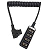 D-Tap Stecker auf 4 Port Buchse Splitter Spiral Kabel Female P-Tap Hub Adapter passend für Anton V-Mount ARRI RED Kamera TILTA Steadicam IDX Akku, Spiralkabel für D-Tap Ausgänge, 100cm