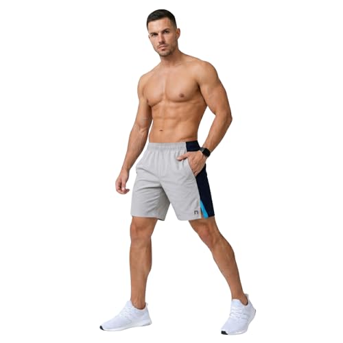 Image of NEVER LOSE Stylish Shorts for Men with Dual Color Design & Side Cut, Gym Shorts Men Workout, Running Shorts, Comfortable Sports Bermuda Shorts