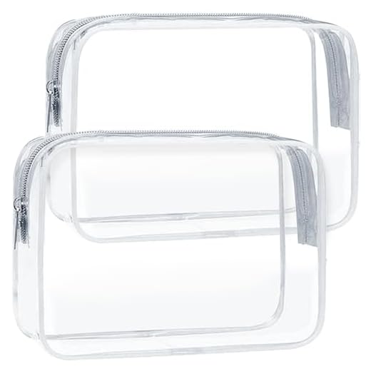 Puoxbim 2 Piezas Bolsa de cosméticos Transparente Neceser Impermeable Bolsas Portátil de Maquillaje de PVC Organizador de cosméticos Impermeable