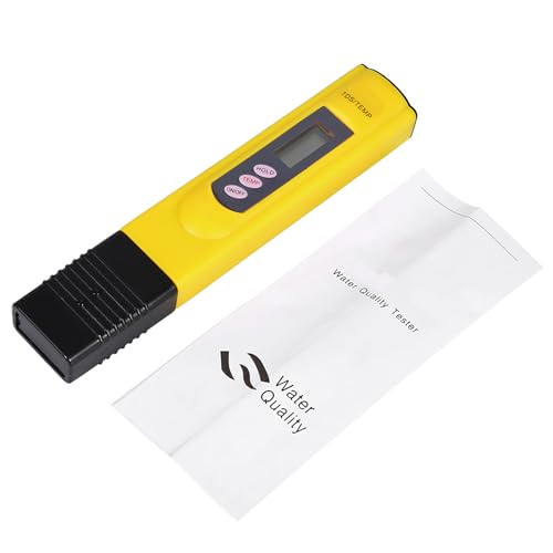 Diyeeni TDS Water Quality Tester Digital LCD TDS Meter Tester Prueba de Agua Pen Pureza Filtro 0-9990 PPM Temp para Agua Potable, Acuarios y Piscinas(Amarillo)