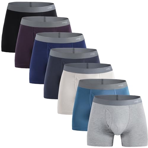 INNERSY Mens Boxer Shorts Cotton Open Fly Underwear Trunks Multipack Rainbow Sports Briefs Pack of 7