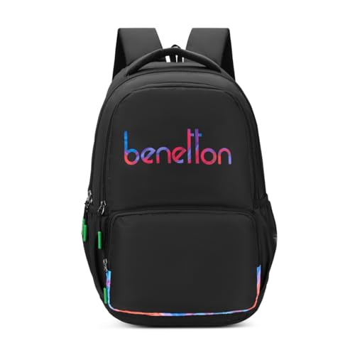 Image of United Colors of Benetton Unisex High-School Backpack METEORITE | Printed Daypack with 3 Compartments, Airmesh Padding | Backpack for School Girls and Boys | 33L Capacity