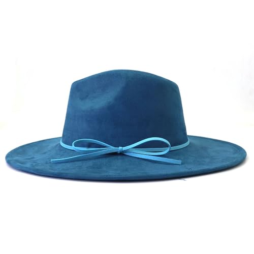 Image of Fedora Hats for Women Man with Big Wide Brim Classic Suede Panama Hat Western Outdoor hat