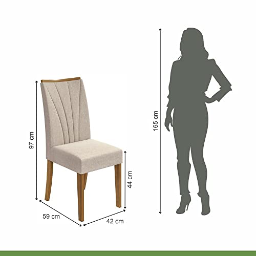 Conjunto 2 Cadeiras Apogeu Móveis Lopas Rovere Naturale/linho Rinzai Bege