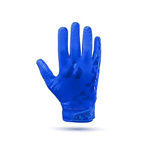 Repsters RPG1 Football Gloves - Adult & Youth Sizes – Extra Sticky Grip Kids Football Gloves for Game Day, Training, High School (Admiral Blue, Adult - Small)