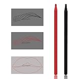 Guapa 2PCS Permanent Makeup Mapping Pencil with Brush – Waterproof Red & Black Hard Core Peel-Off Eyebrow and Lip Tattoo Design Pencil for Microblading, Ombre, Pre-Draw Outlines (Red and Black 2-pack)