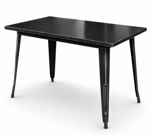 Glownary Alloy 48" x 30" Distressed Onyx Black Outdoor Table