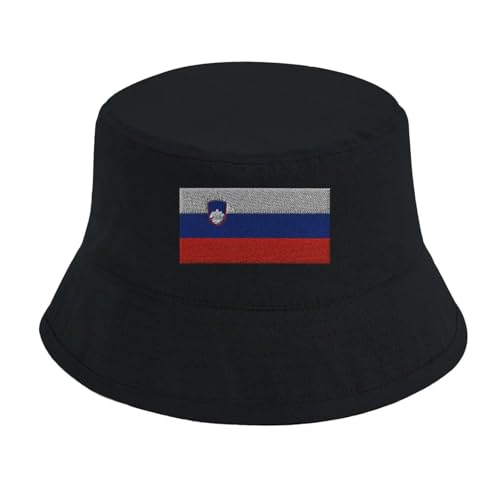 Chapeau Bob Drapeau de la Slovénie en tissu léger de couleur blanche