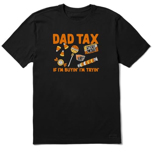 Life is Good. Men's Dad Tax Halloween Short Sleeve Crusher Tee, Faded Black