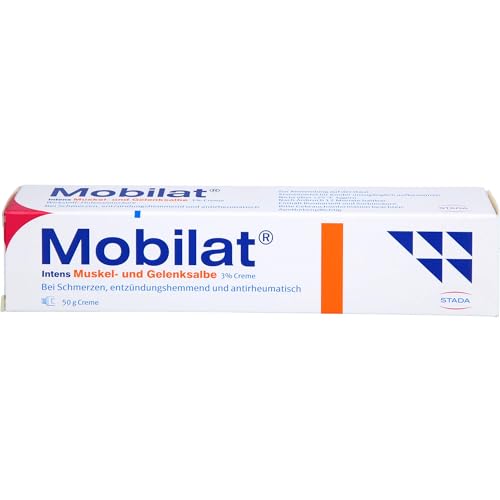 STADA Mobilat Intens Muskel- und Gelenkschmerzsalbe, 50g Creme zum Auftragen auf die Gelenke, Duftfrei, Apothekenpflichtig (PZN: 03817003), Original aus Deutschland