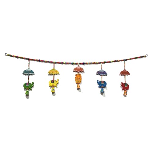 Hast Shilp Wooden Handmade Elephant Toran (110 cm x 36 cm x 4 cm)