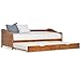 Lechnical Divano Letto Singolo con Struttura Letto Estraibile salvaspazio per cameretta per Bambini, Struttura Divano Letto Estraibile con Ruote (Senza Materasso), Legno di Pino, 90x200 cm, Marrone