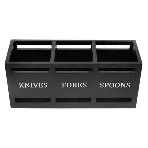 Tofficu Organizador de Cubiertos de Madera 3 Secciones Gran Capacidad y Diseño Dividido para Cocina y Sociales para Tenedores, Cucharas y Palillos