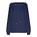Womens Oversized Sweatshirts Off The Shoulder Long Sleeve Sweatshirt Casual Fashion Loose Drawstring Pullover Tops Navy Blue