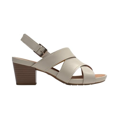 Clarks Kymber Shine - Sandalias de tacón para mujer, cuero (Cream Leather), 11