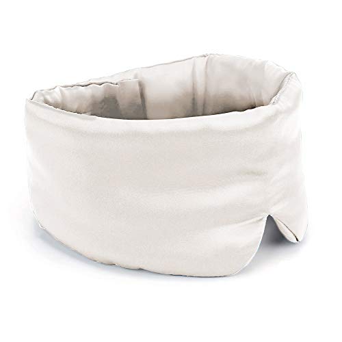 LilySilk Big Size Silk Sleep Mask Holistic-19 Momme 100% Pure Silk Eye Mask for Men & Women-Light Blocking for Travel or Napping, Ivory
