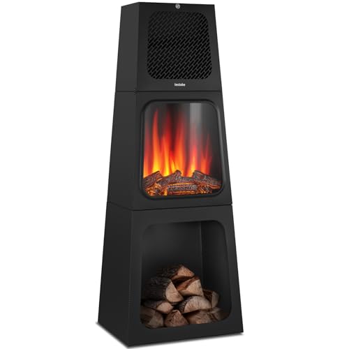 tectake® Cheminée électrique sur Pied, 45 x 35 x 120 cm, 2 Niveaux de Chauffage 900 et 1800W, Cheminee Electrique Effet Flamme, Contrôle par Thermostat, Cheminée...