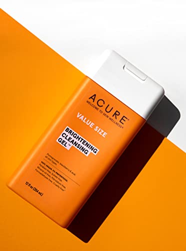 Acure Brightening Cleansing Gel Value Size, 100% Vegan For A Brighter Appearance, Pomegranate, Blackberry & Acai, Antioxidant, Rich & Super Gentle, All Skin Types, Superfruit + Chlorella, 12 Fl Oz #TOP1