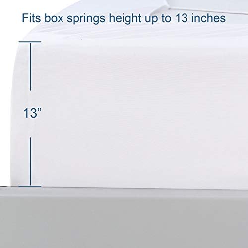 Box Spring Cover King Size, Elastic Fabric Wrap Around 4 Sides Bed Skirt, Sleek Alternative for Bed Skirts for Hotel/Home - King, White