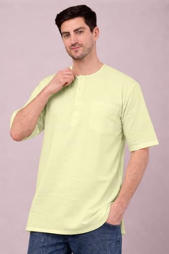 Image of Men's Ethnic Short Kurta | 100% Cotton | Half Sleeve | Comfortable Daily & Sleep Wear | Light Weight