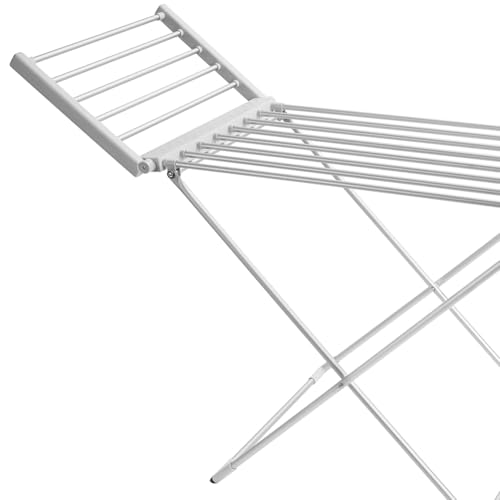BAKAJI Stendibiancheria Elettrico Riscaldato 260 W Pieghevole, Stendino Asciugabiancheria Salvaspazio, Asciuga e Stendi Biancheria Riscaldante Indipendente da Bagno in Alluminio Chiusura Slim - 5